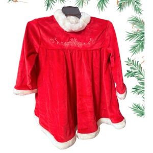 Baby girls 24 months Santa Claus Christmas dress bloomers set red white faux fur